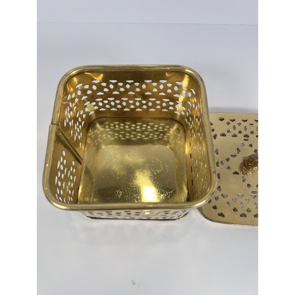Brass Oriental Cricket Box Cage Pierced Cut‎ Out Metal Art 3.5”X 4” Trinket Box - Picture 4 of 8